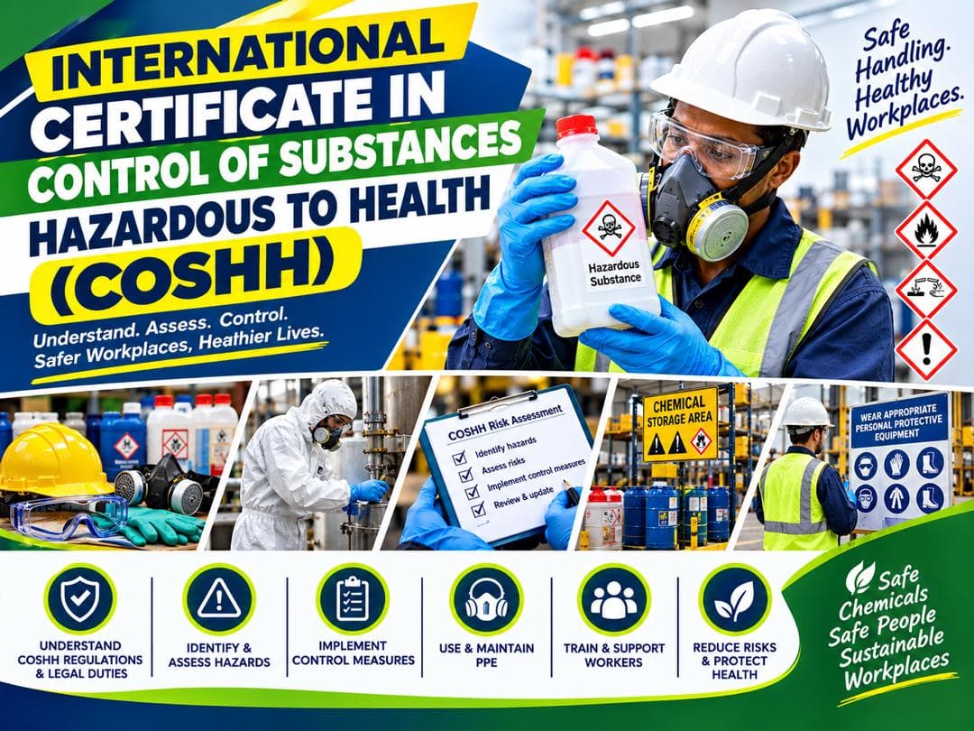 International Certificate in Control of Substances Hazardous to Health (COSHH) programme poster